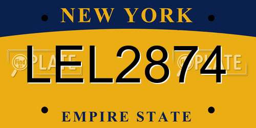 LEL2874 New York License Plate