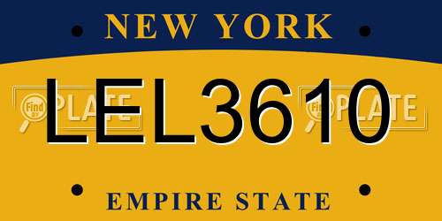 LEL3610 New York License Plate