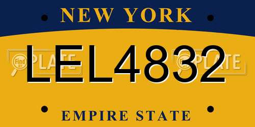 LEL4832 New York License Plate