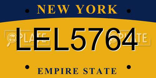 LEL5764 New York License Plate