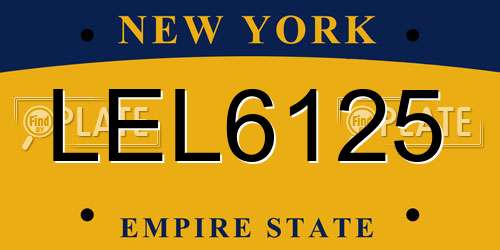 LEL6125 New York License Plate