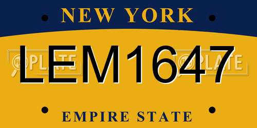 LEM1647 New York License Plate