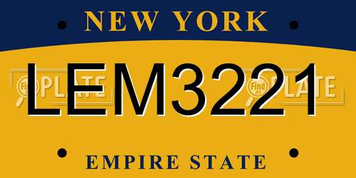 LEM3221 New York License Plate