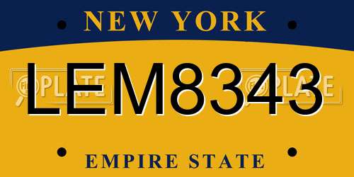 LEM8343 New York License Plate