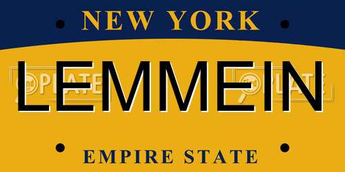 LEMMEIN New York License Plate