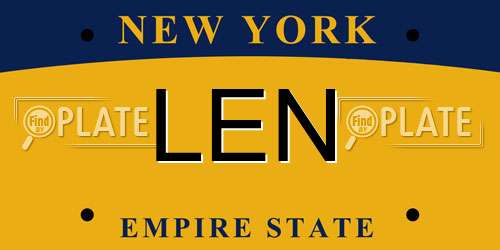 LEN New York License Plate