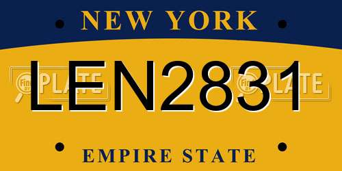 LEN2831 New York License Plate
