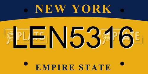 LEN5316 New York License Plate