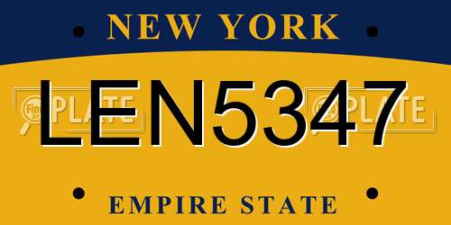 LEN5347 New York License Plate