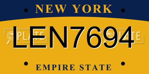 LEN7694 New York License Plate