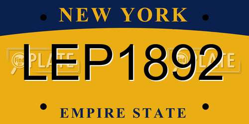 LEP1892 New York License Plate