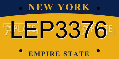 LEP3376 New York License Plate