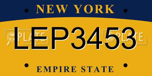 LEP3453 New York License Plate