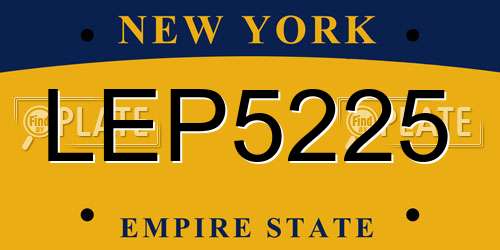 LEP5225 New York License Plate
