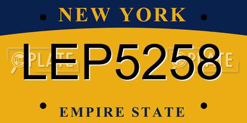 LEP5258 New York License Plate