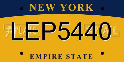 LEP5440 New York License Plate