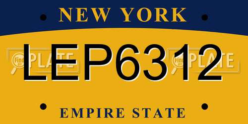 LEP6312 New York License Plate