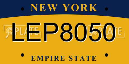 LEP8050 New York License Plate
