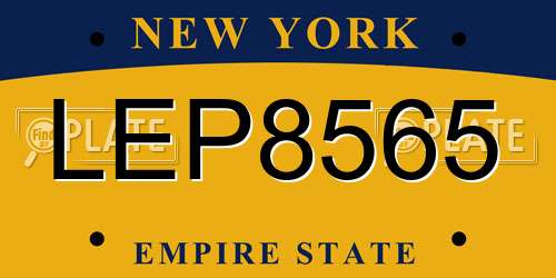 LEP8565 New York License Plate