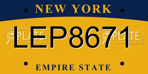 LEP8671 New York License Plate