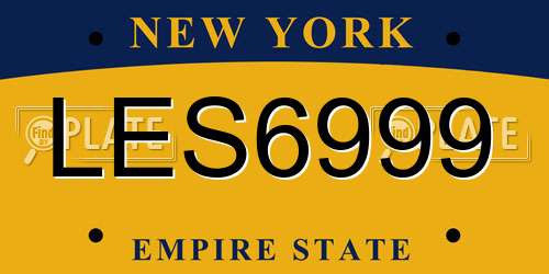 LES6999 New York License Plate