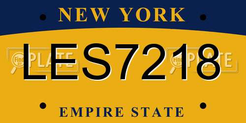 LES7218 New York License Plate