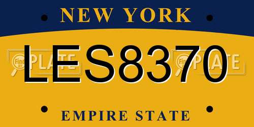 LES8370 New York License Plate
