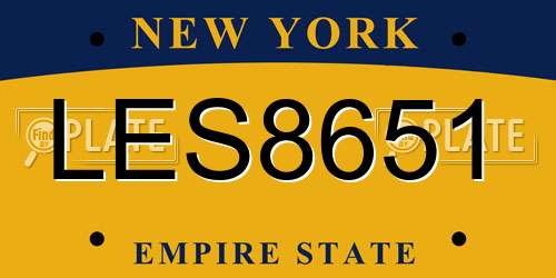 LES8651 New York License Plate
