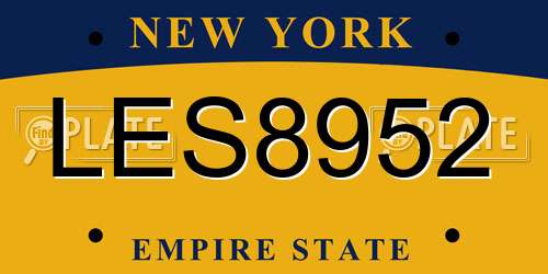 LES8952 New York License Plate
