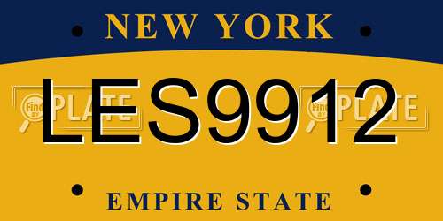 LES9912 New York License Plate