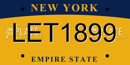 LET1899 New York License Plate