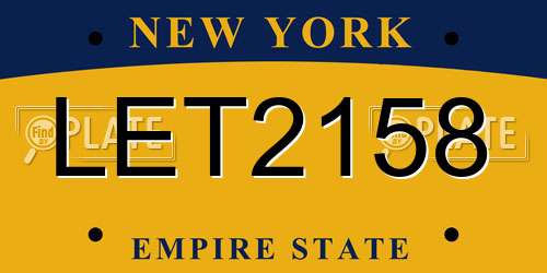 LET2158 New York License Plate