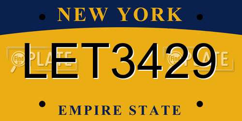 LET3429 New York License Plate