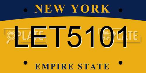 LET5101 New York License Plate