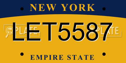 LET5587 New York License Plate
