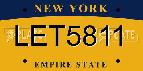 LET5811 New York License Plate