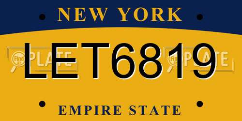 LET6819 New York License Plate