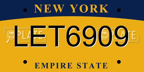 LET6909 New York License Plate