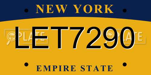 LET7290 New York License Plate