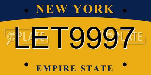 LET9997 New York License Plate