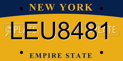 LEU8481 New York License Plate