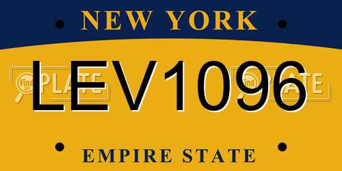 LEV1096 New York License Plate
