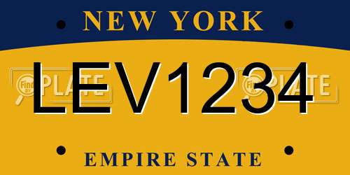 LEV1234 New York License Plate