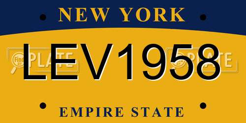 LEV1958 New York License Plate