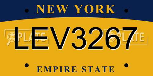 LEV3267 New York License Plate