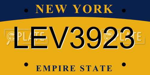 LEV3923 New York License Plate