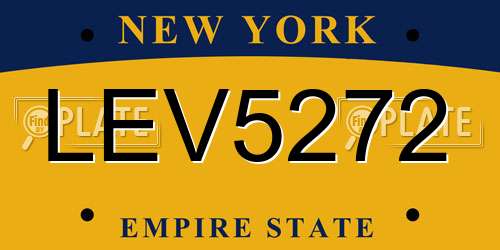 LEV5272 New York License Plate