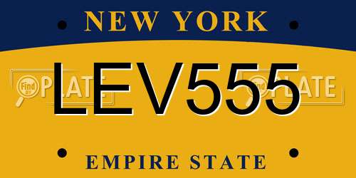 LEV555 New York License Plate