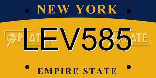 LEV585 New York License Plate
