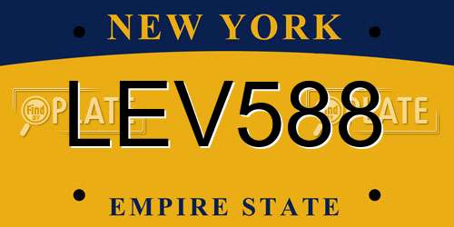 LEV588 New York License Plate
